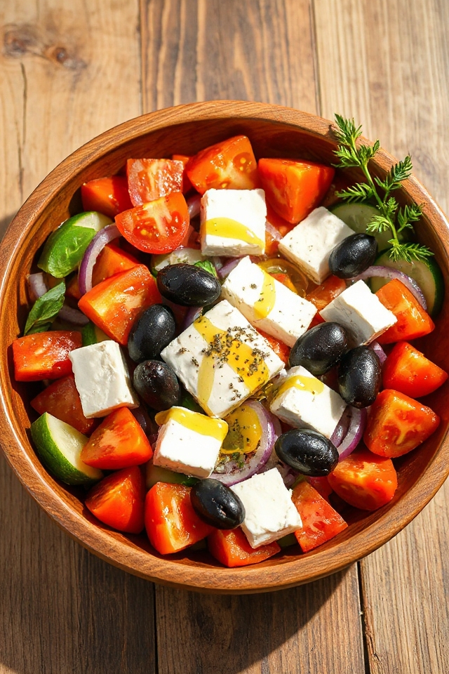 authentic greek salad preparation