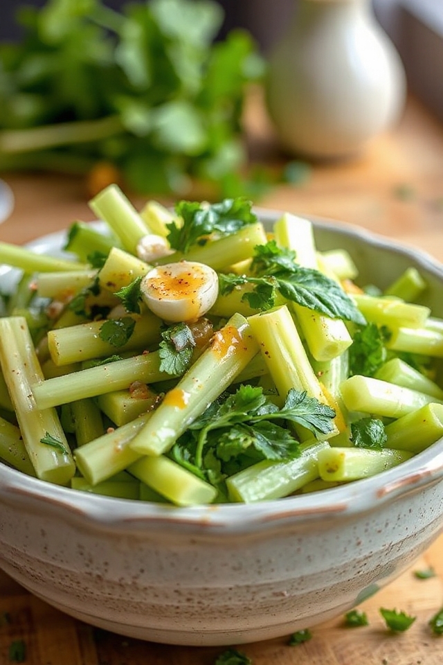 celery salad seasoning and mixing