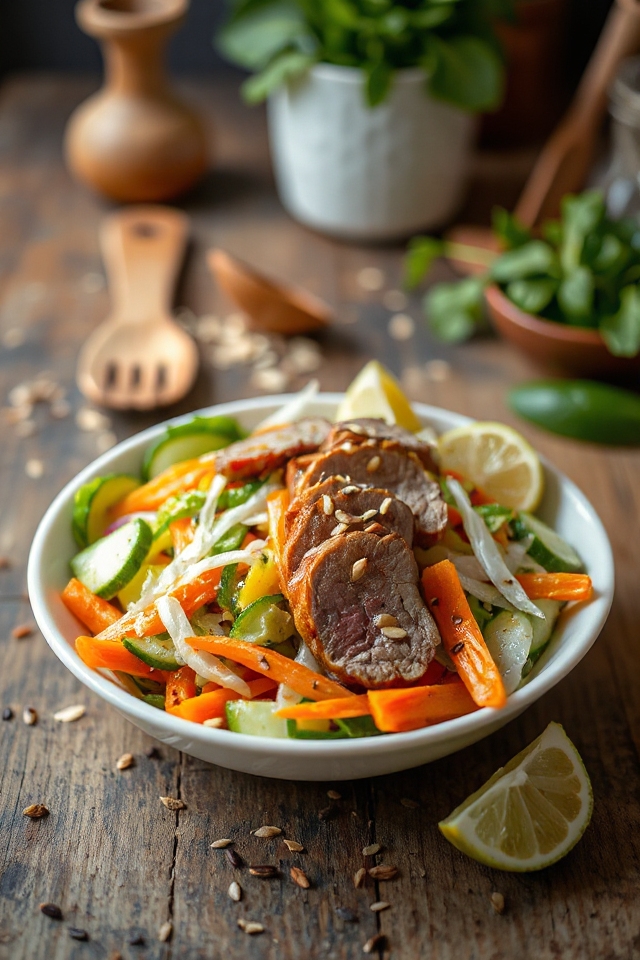 colorful thai salad preparation