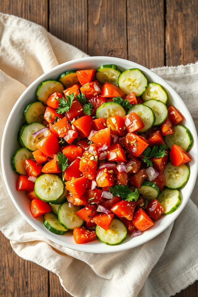 crisp cucumber tomato salad