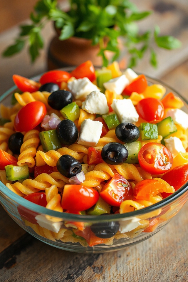 delicious colorful pasta salad