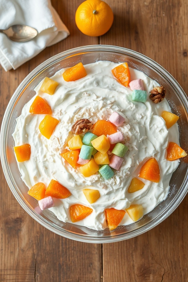 delicious fruit and marshmallow salad