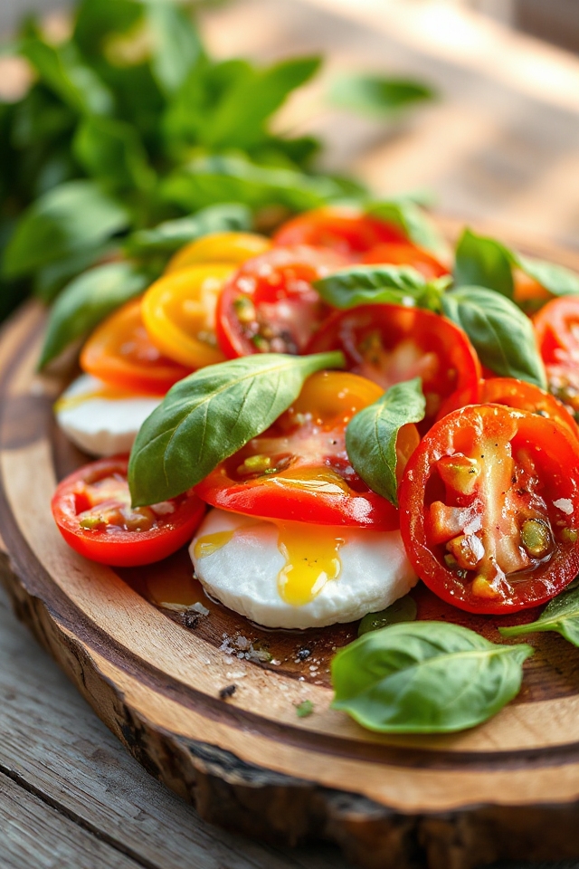 layered fresh tomato basil