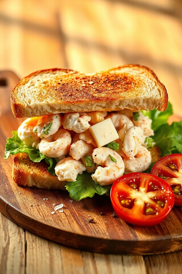 shrimp salad sandwich assembly