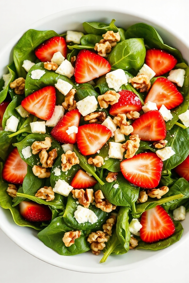 strawberry spinach salad preparation