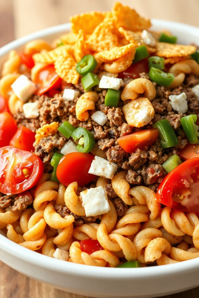 taco pasta salad delight